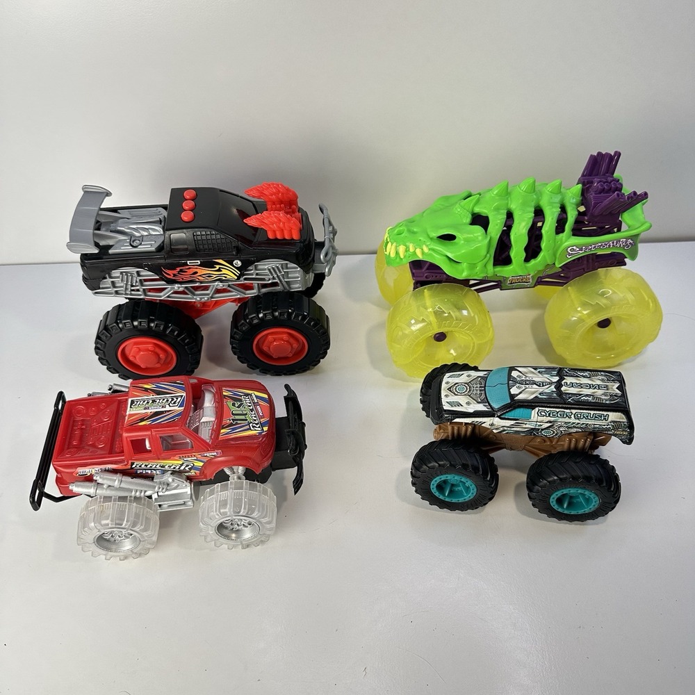 Monster Truck Lot of 4 Vehicles Light Up Body Action Fun Group 6-9 Inches Long